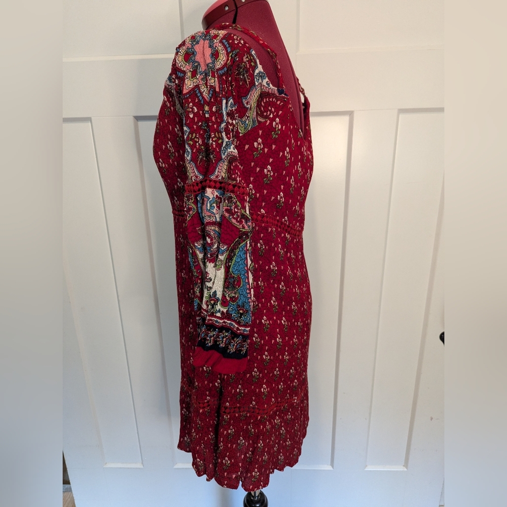 Mini Dress Boho Paisley Floral Size Large - Picture 2 of 13